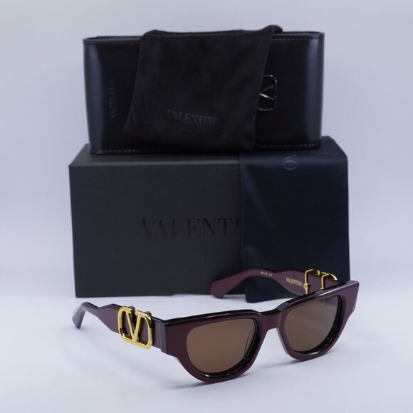 Valentino V-DUE VLS-103B Cat Eye Sunglasses - Bordeaux/Dark Brown main image 7